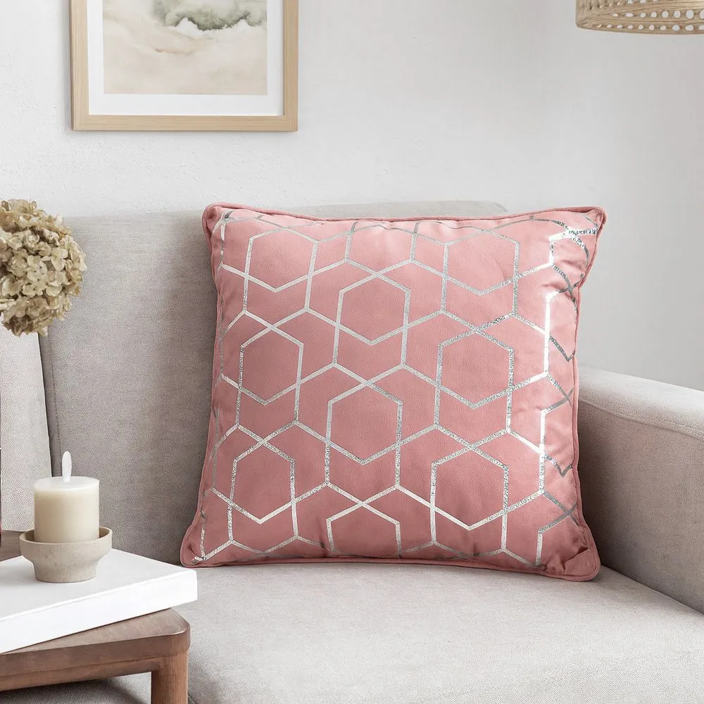 Voltico Foil Printed Filled Cushion 43 × 43 cm - Charcoal or Pink