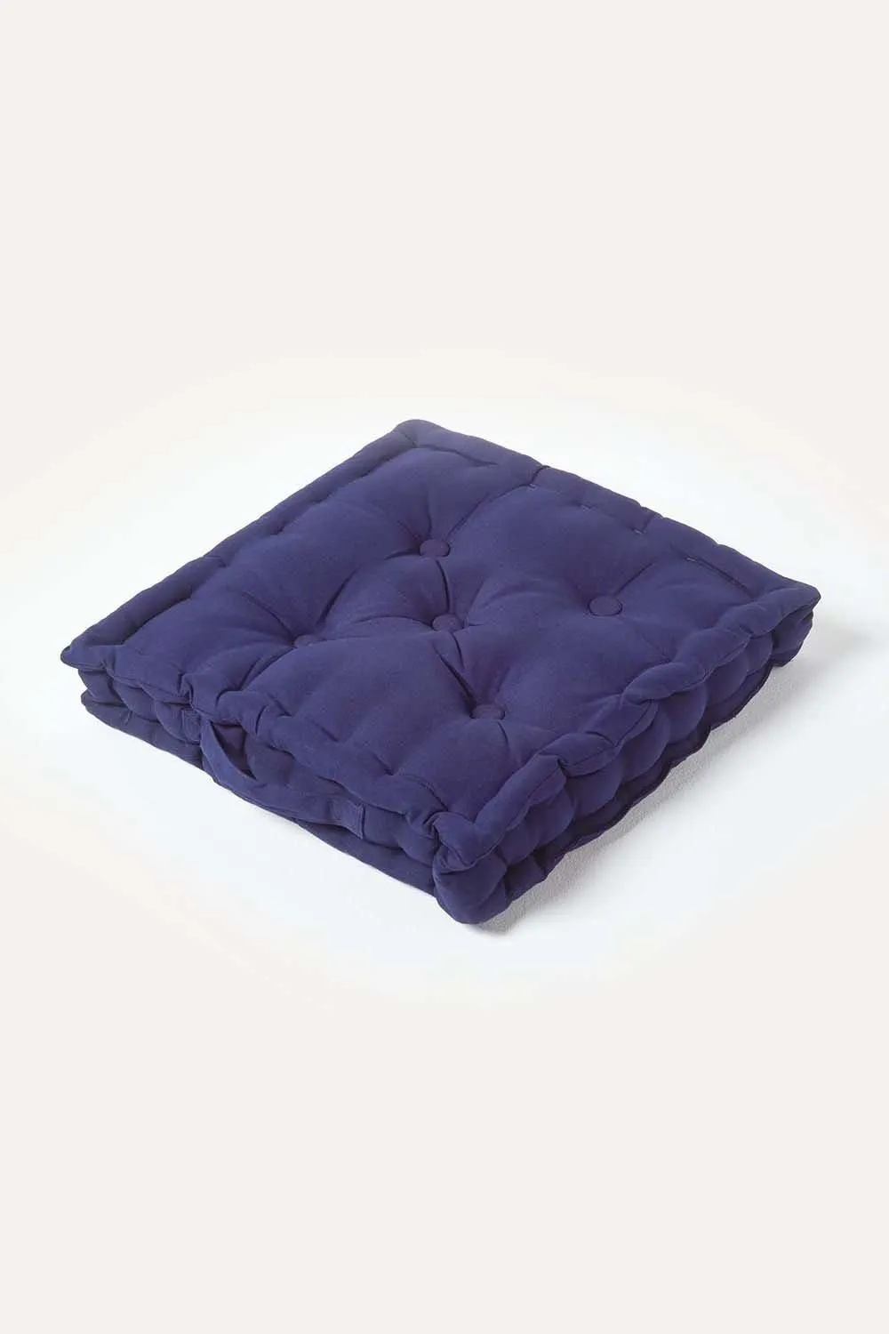 Homescapes Plain Cotton Floor Cushion in Navy