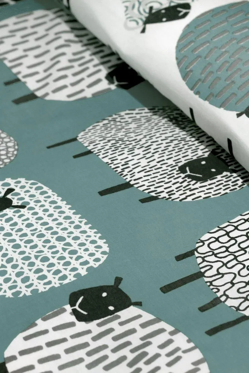 Fusion 'Dotty Sheep' Fun Reversible Duvet Cover Set in Duck Egg Blue 5