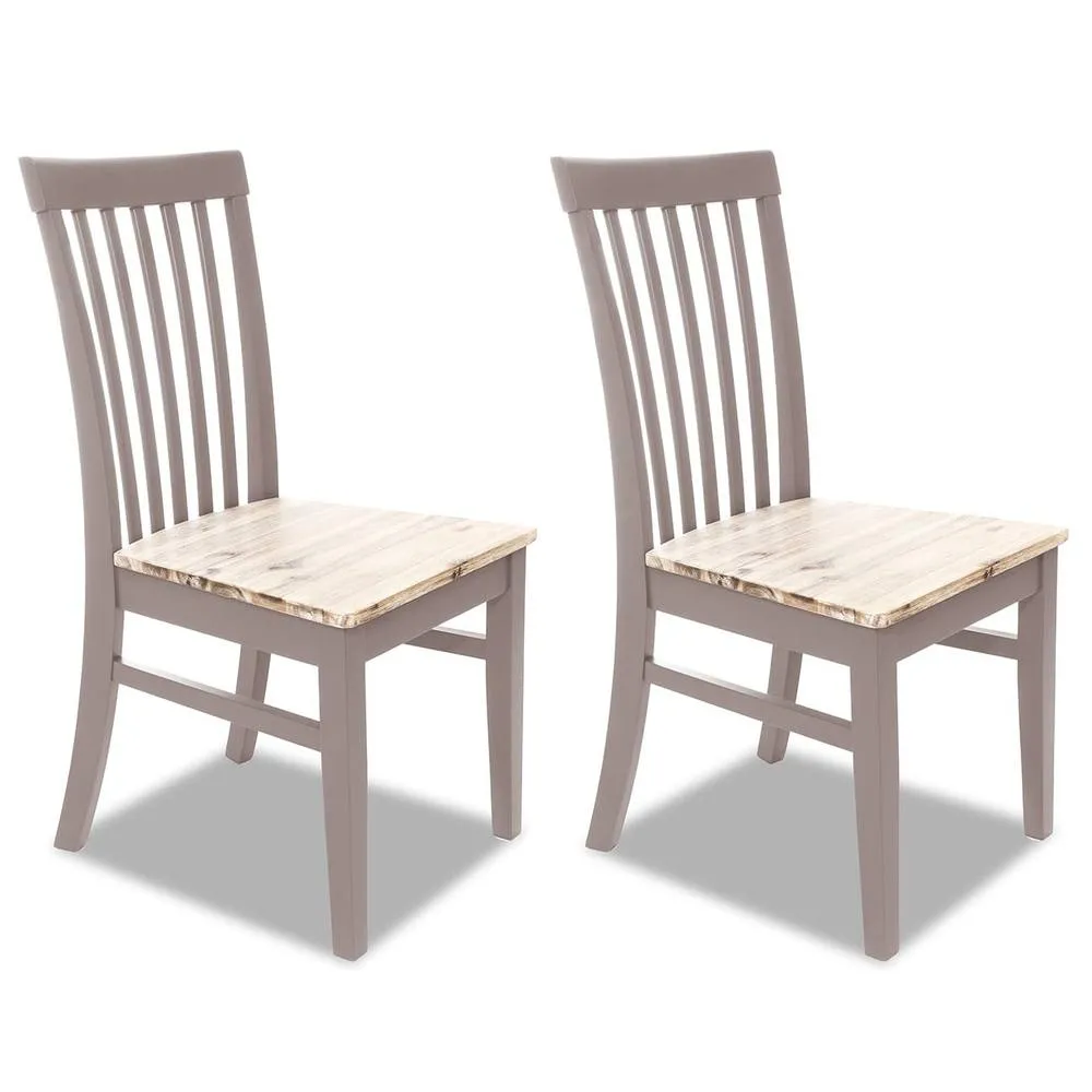Statement Furniture Florence Highback Wooden Seat Chairs Set of 2 in Taupe