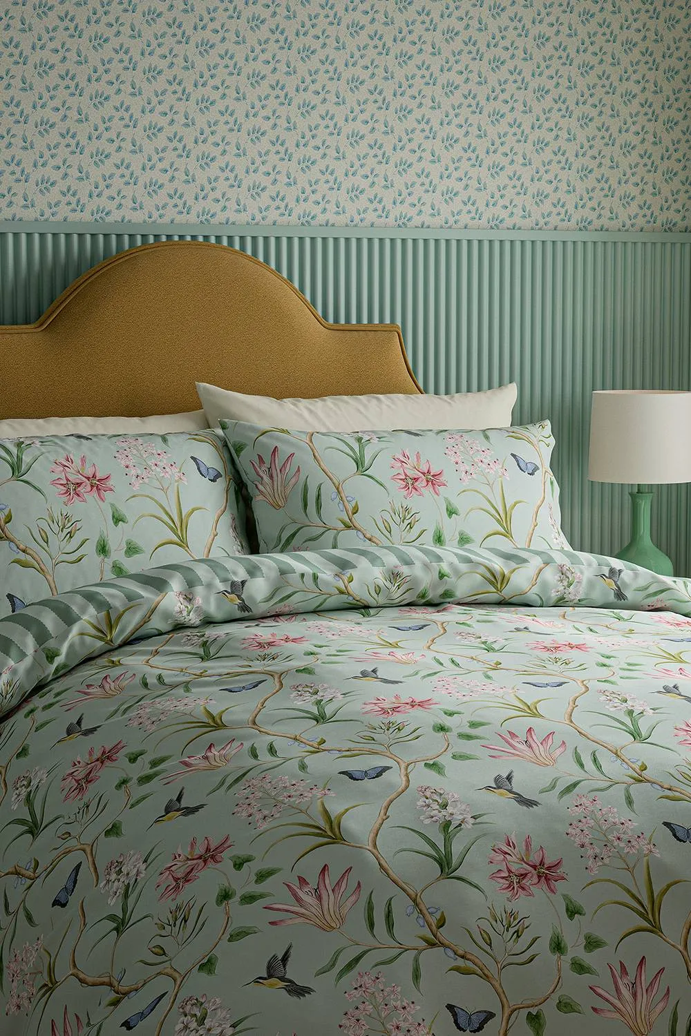 Sanderson 'Clementine' Cotton Duvet Cover Set in Aqua 2
