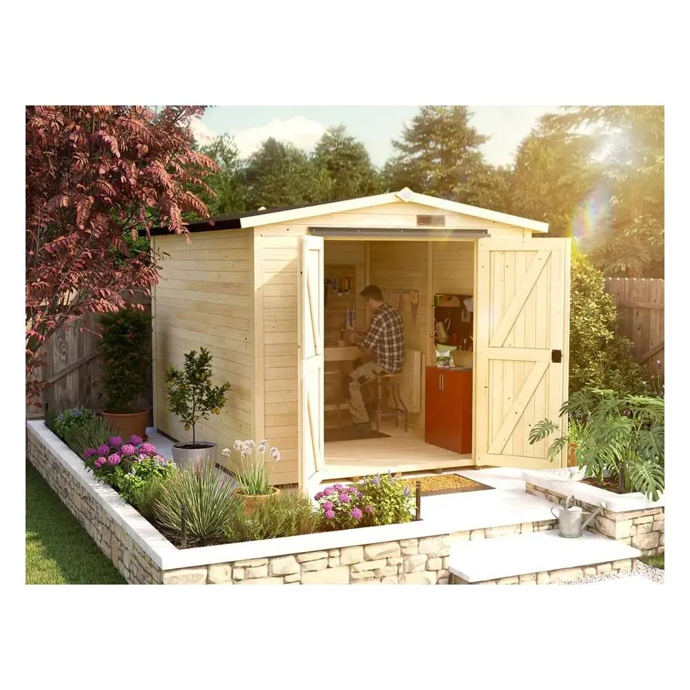 Dunster House Tubby Log Cabin Work Shed 8x9 ft (2.4x3.0m) with Superfelt Roof in Natural