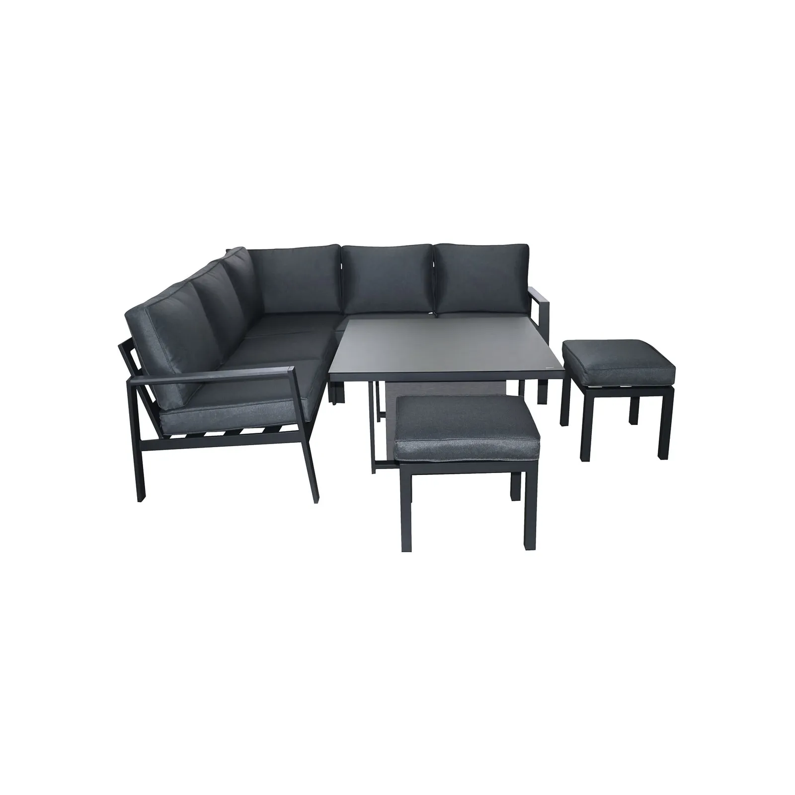 Fierza Corner Sofa Set With Rising Table, Aluminium, Grey | Barker & Stonehouse 6
