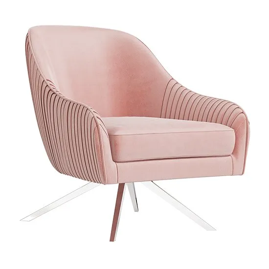 Bianca Velvet Fabric Swivel Lounge Chair In Pink
