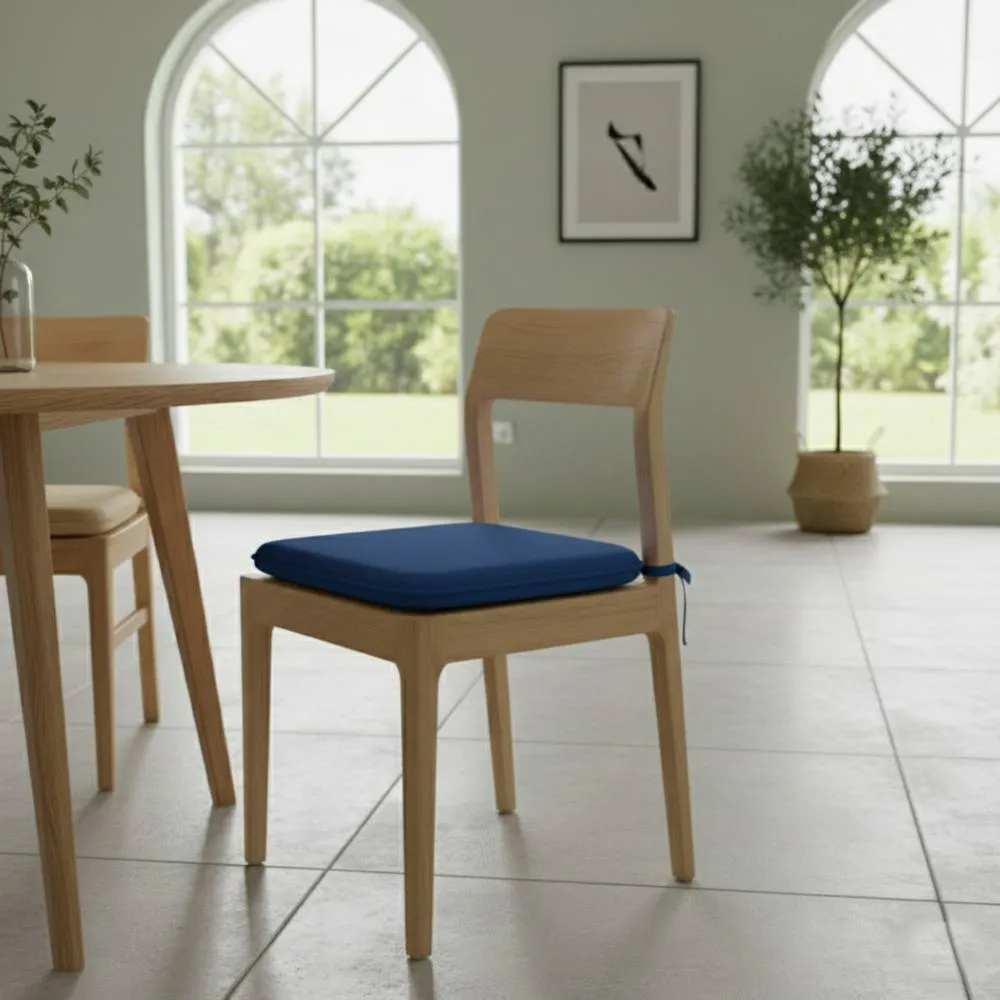 Snug City Waterproof Square Foam Seat Pad with Ties Pack of 4 Chair Cushion in Navy