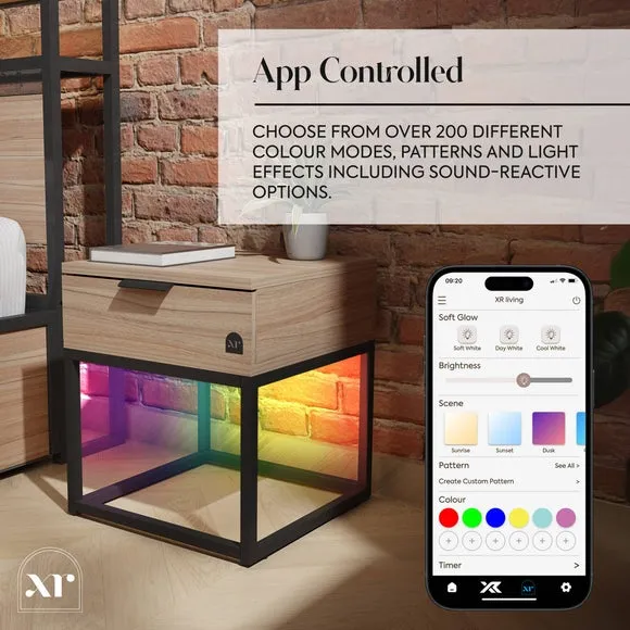 XR Living Denver Bedside Table with App Controlled LED Lights 3