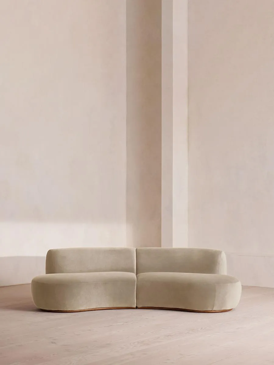 Aline Serpentine Modular Sofa, Three Seater, Velvet, Oyster