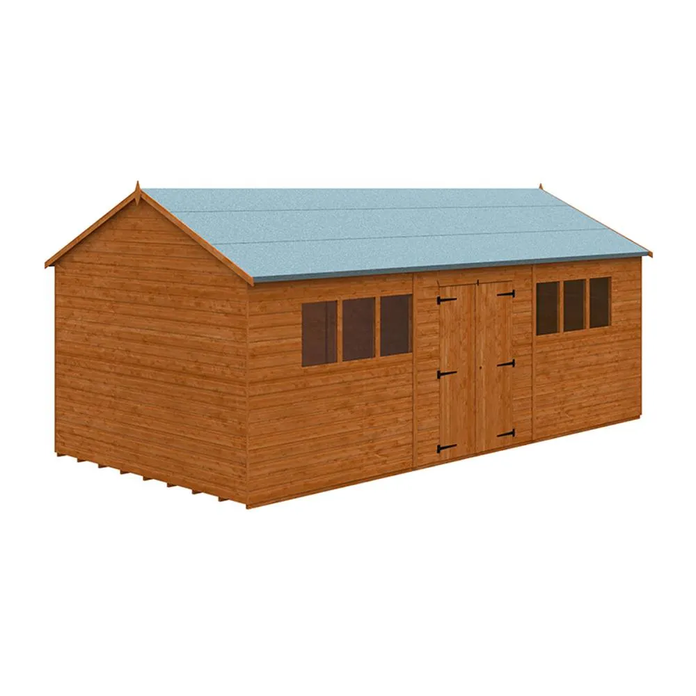 Buttercup Farm 20 x 10 Feet Workman Apex 12mm Shed - Solid Wood/Softwood/Pine in Burnt Orange