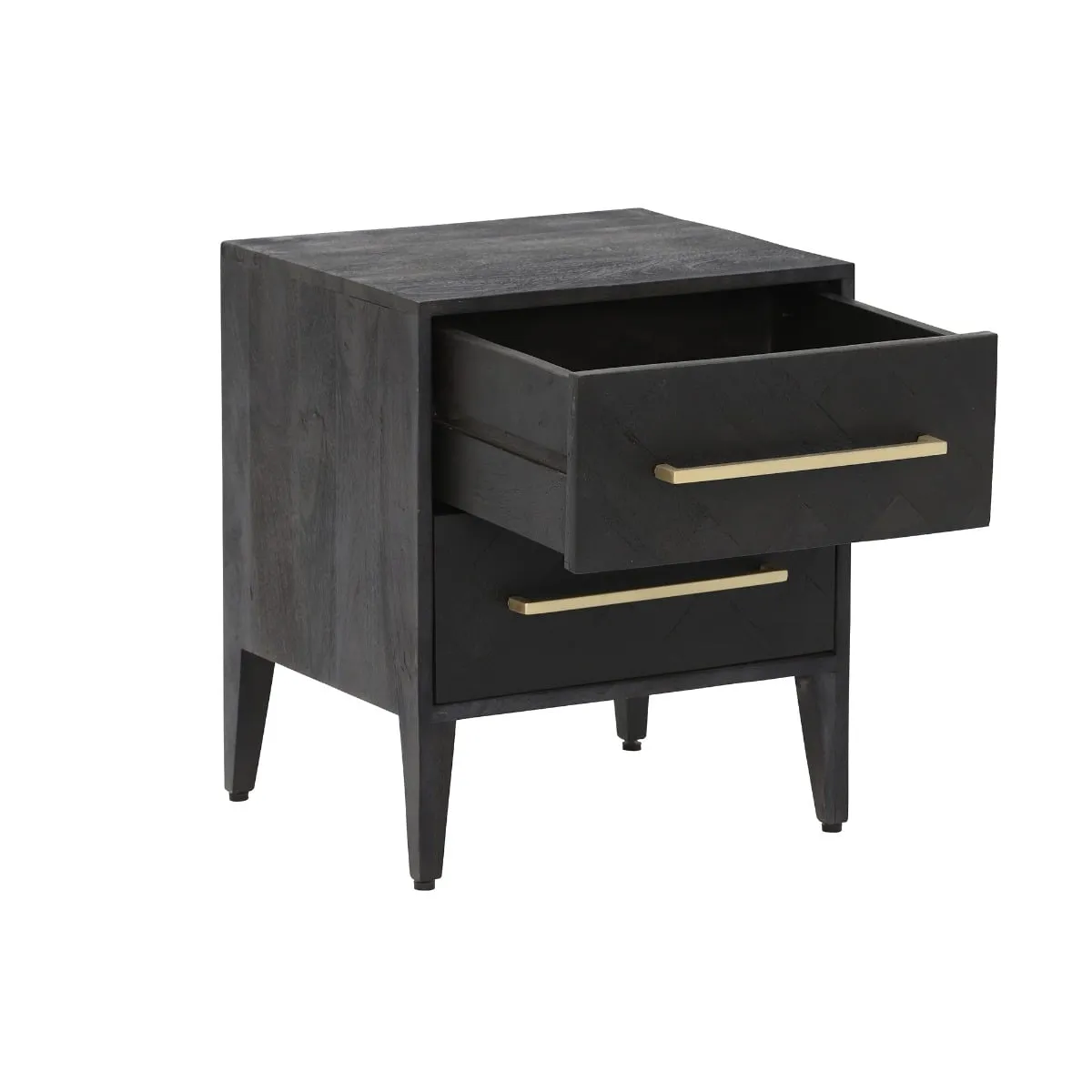 Onyx 2 Drawer Bedside Table, Black Wood | Barker & Stonehouse 4