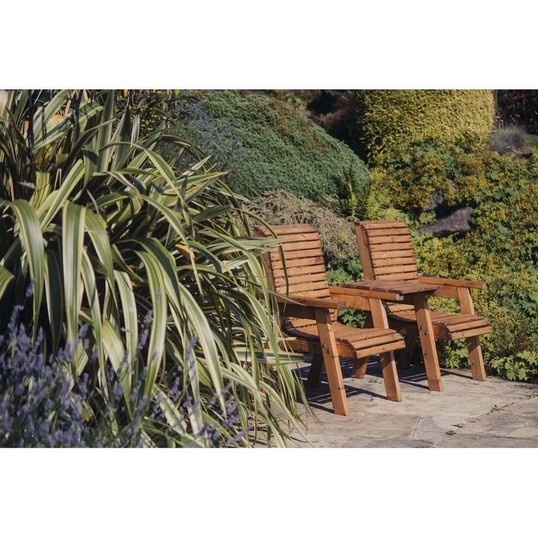 Churnet Valley Garden Furniture Ltd Valley Love Seat Square - Timber - Flat Pack - Partially Assembled in Brown 3