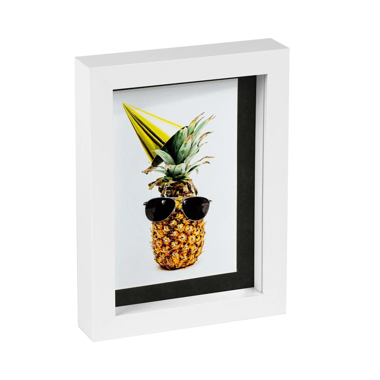 Nicola Spring 5" x 7" White 3D Box Photo Frame - 4" x 6" Mount in Black 1