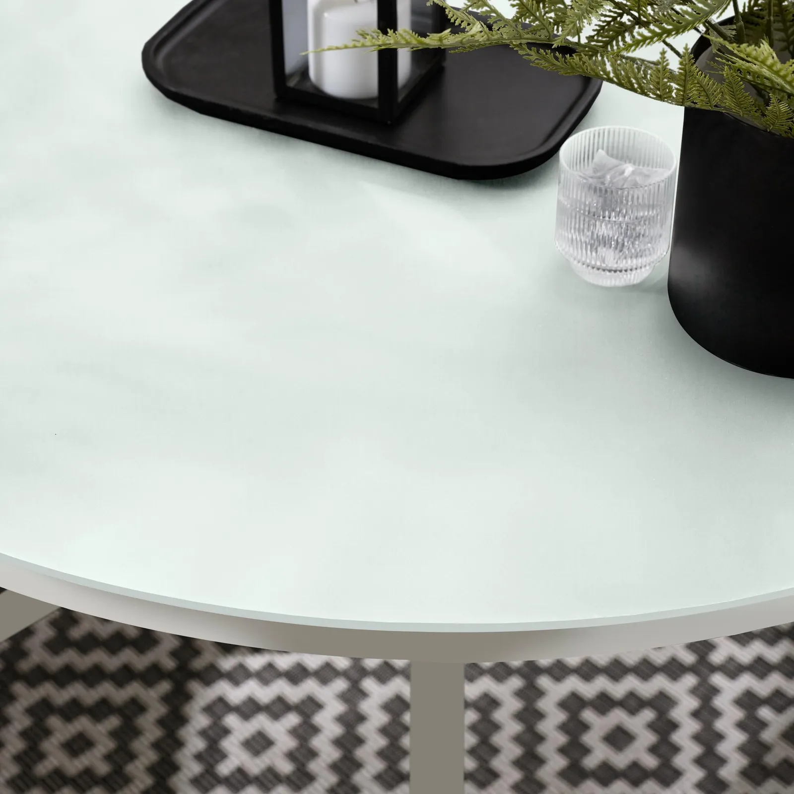 FurnitureboxUK Nanterre Metal & Glass Round Outdoor Dining Table in Cream 2