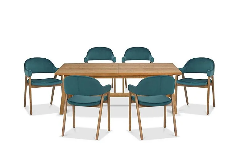 Stratford Large Extending Dining Table with 6 Fabric Dining Arm Chairs
