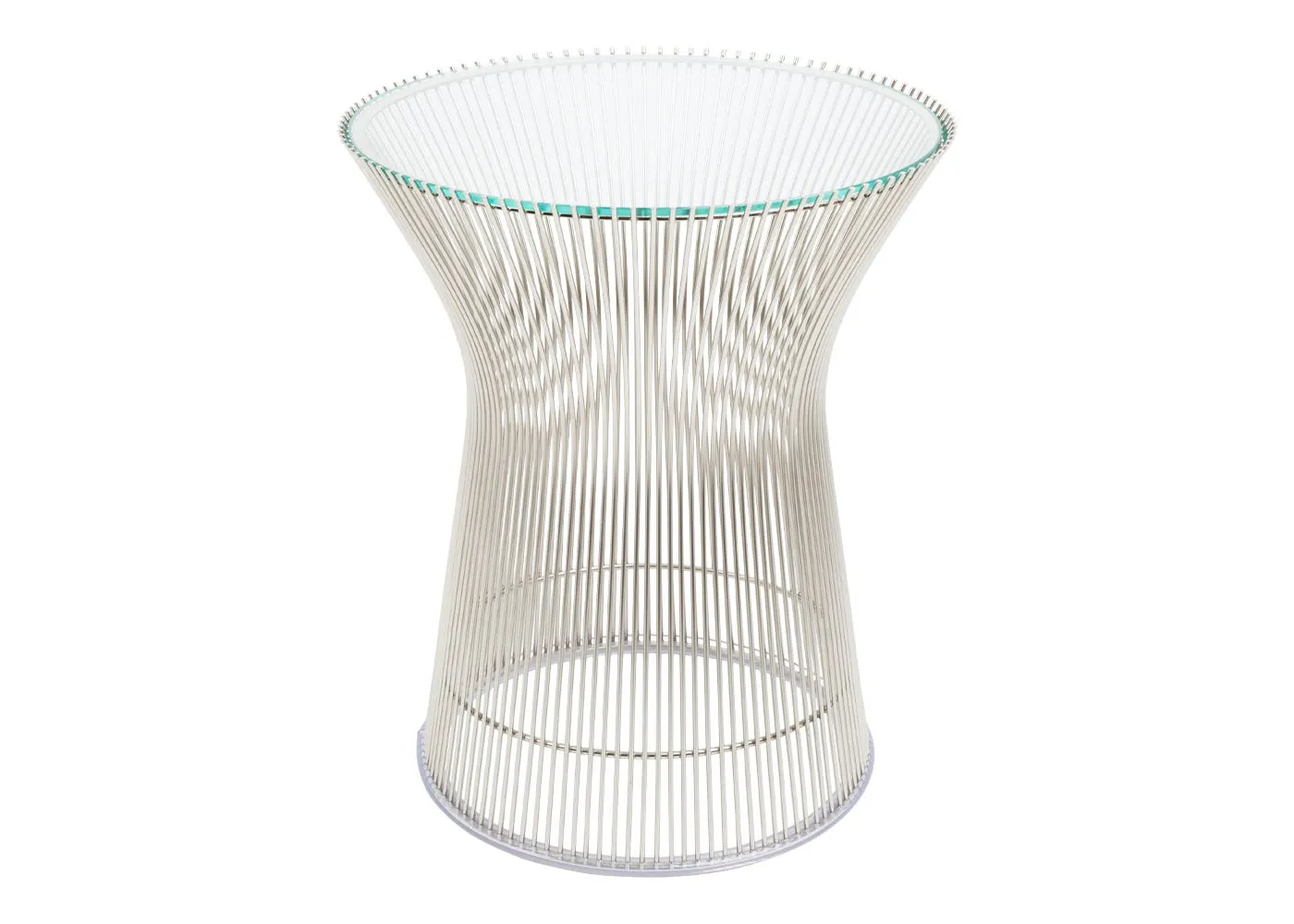 Knoll Platner Side Table in Polished Nickel and Clear Glass