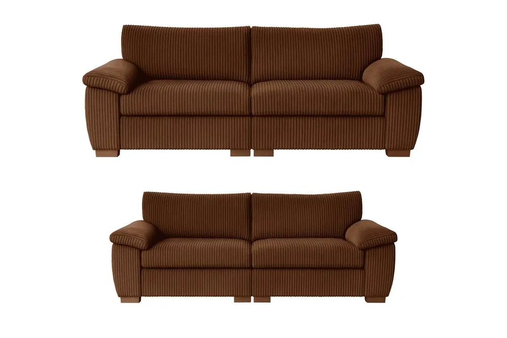 Bliss Furniture Amalfi 3+2 Seater Split Sofa Soft Fabric in Brown