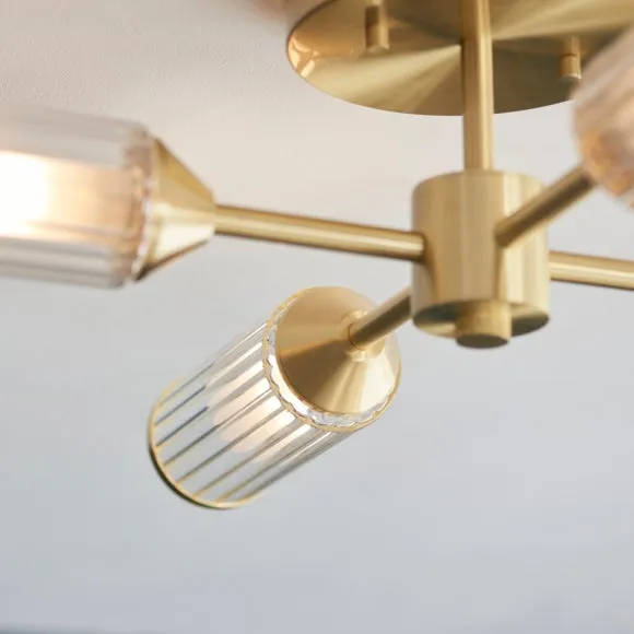 Vogue Bailey Ribbed 4 Light Semi Flush Ceiling Light 2