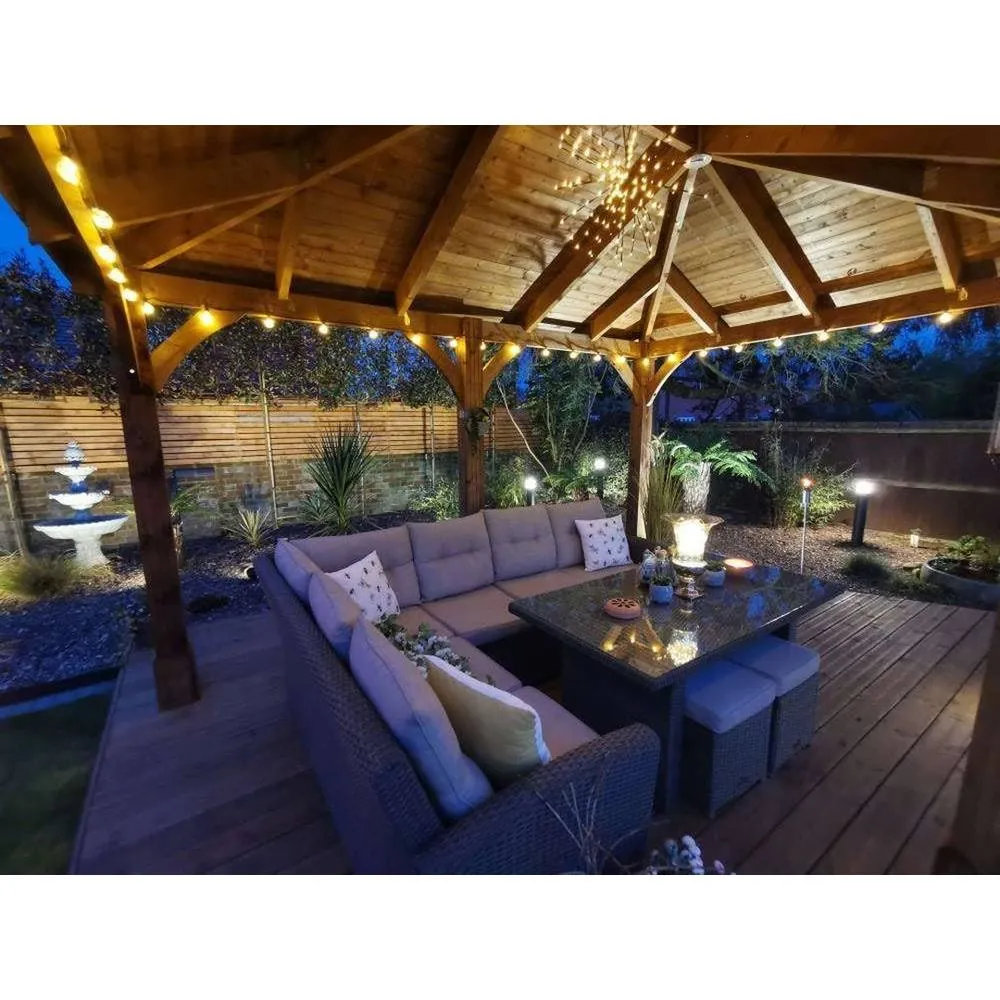 Dunster House Wooden Gazebo 6x3m Heavy Duty Patio Shelter Roof Shingles Leviathan in Brown 3