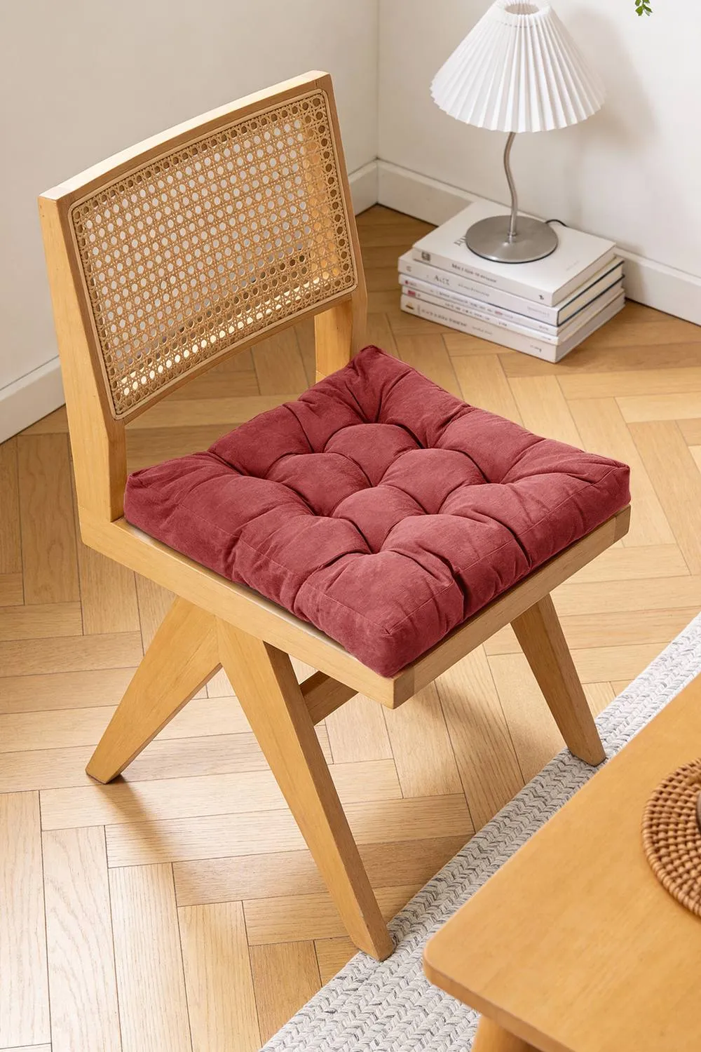 Soft Padded Corduroy Home Chair Cushion in Red