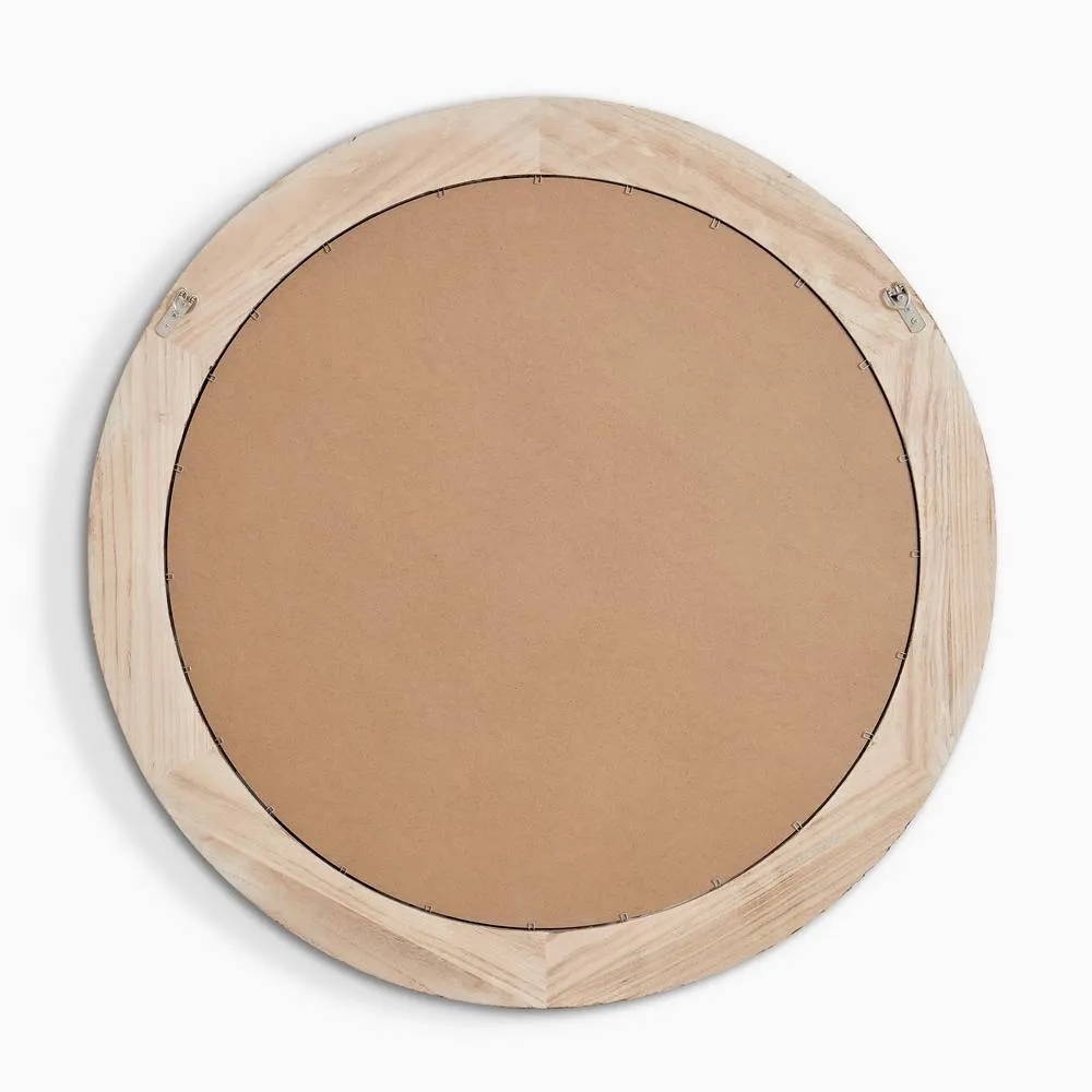 FurnitureboxUK Rebecca Oak Wood Medium 80x80cm Round Wall Mirror in White 5
