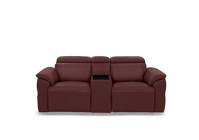Dolomite 2 Seater Leather Power Recliner Sofa with Power Headrests and Console - Montana Ruby