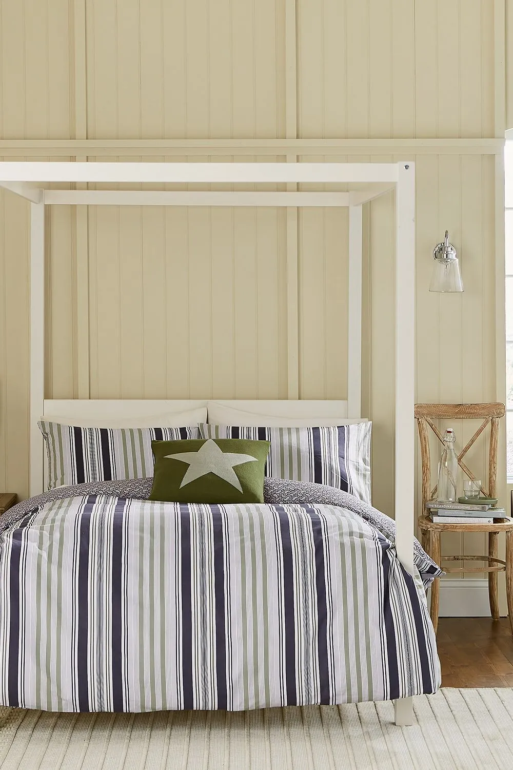 Helena Springfield 'Beach House Stripe' Cotton Duvet Cover Set in Green