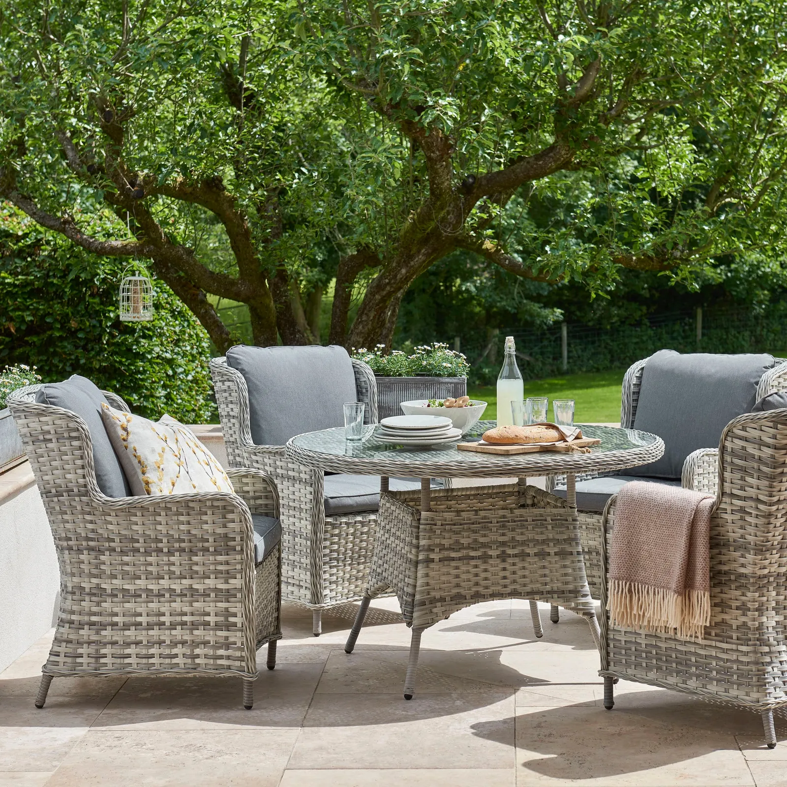 Wroxham 4 Seater Grey Dining Set Light Grey