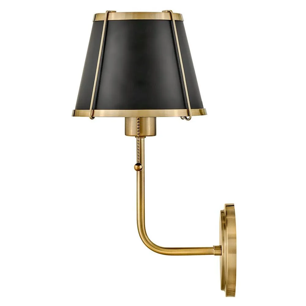 Netlighting Hinkley Clarke Wall Lamp Shade Warm Brass Black Metal Shade 1x E27 5