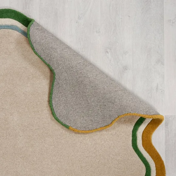 Elements Wave Natural Border Wool Rug 3