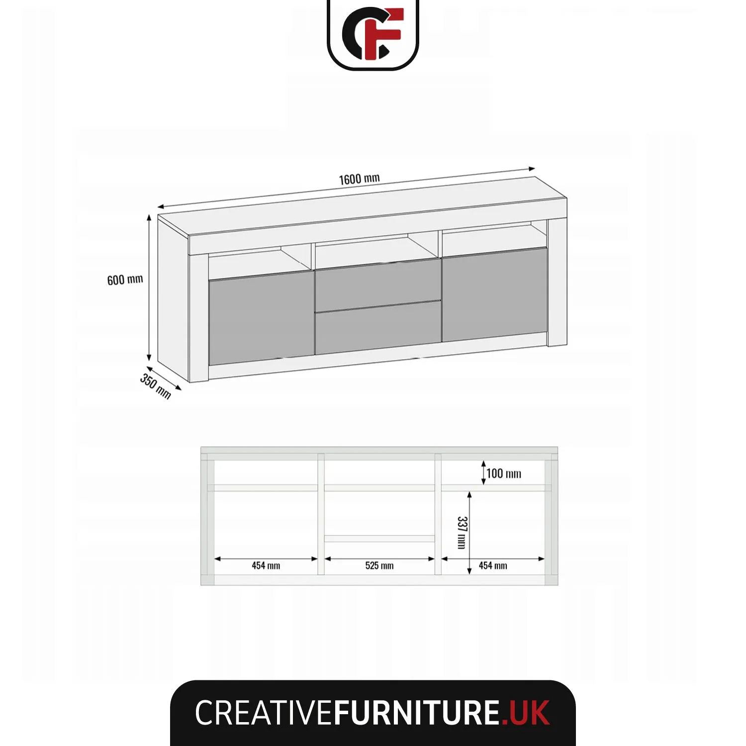 Creative Furniture Shine TV Unit 160cm - A Bright & Stylish Cabinet with Gloss Doors & LED Lights in Light Oak 4
