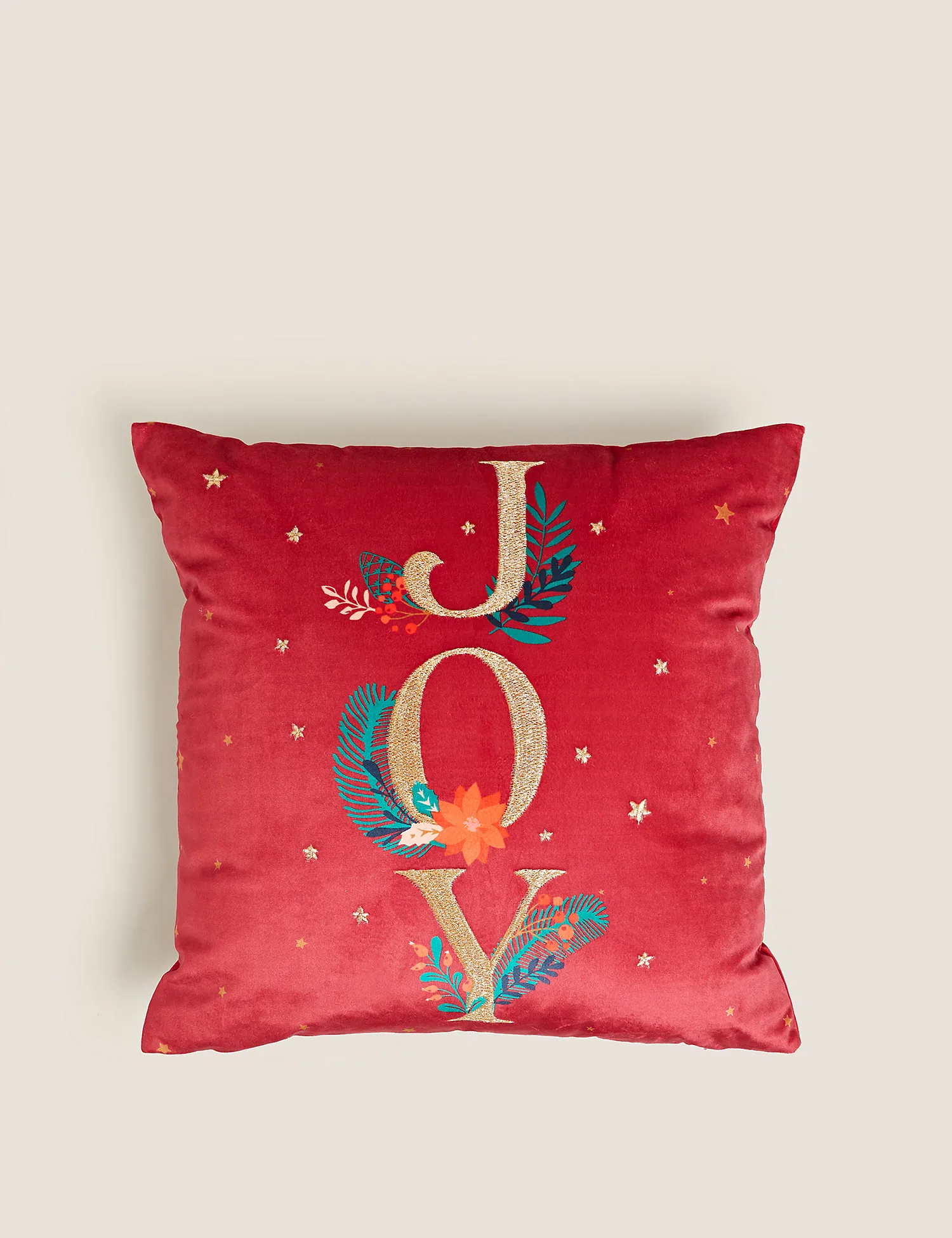 M&S Velvet Joy Slogan Embroidered Cushion
