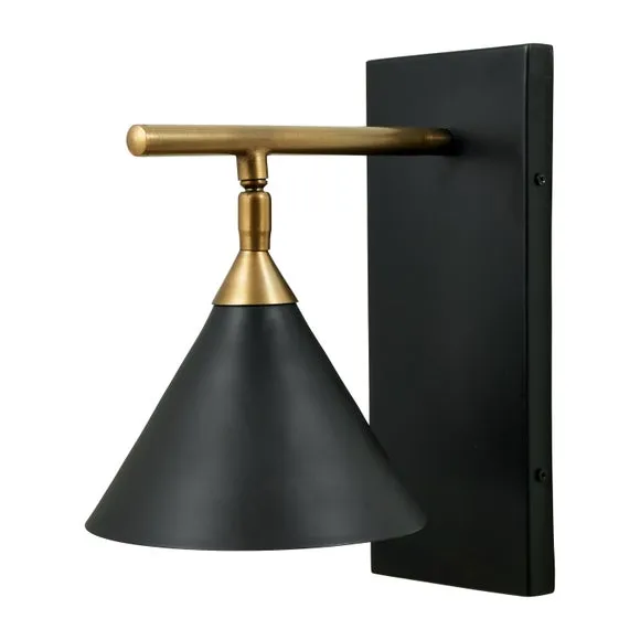 Zeta Matt Black and Antique Brass Wall Light 2