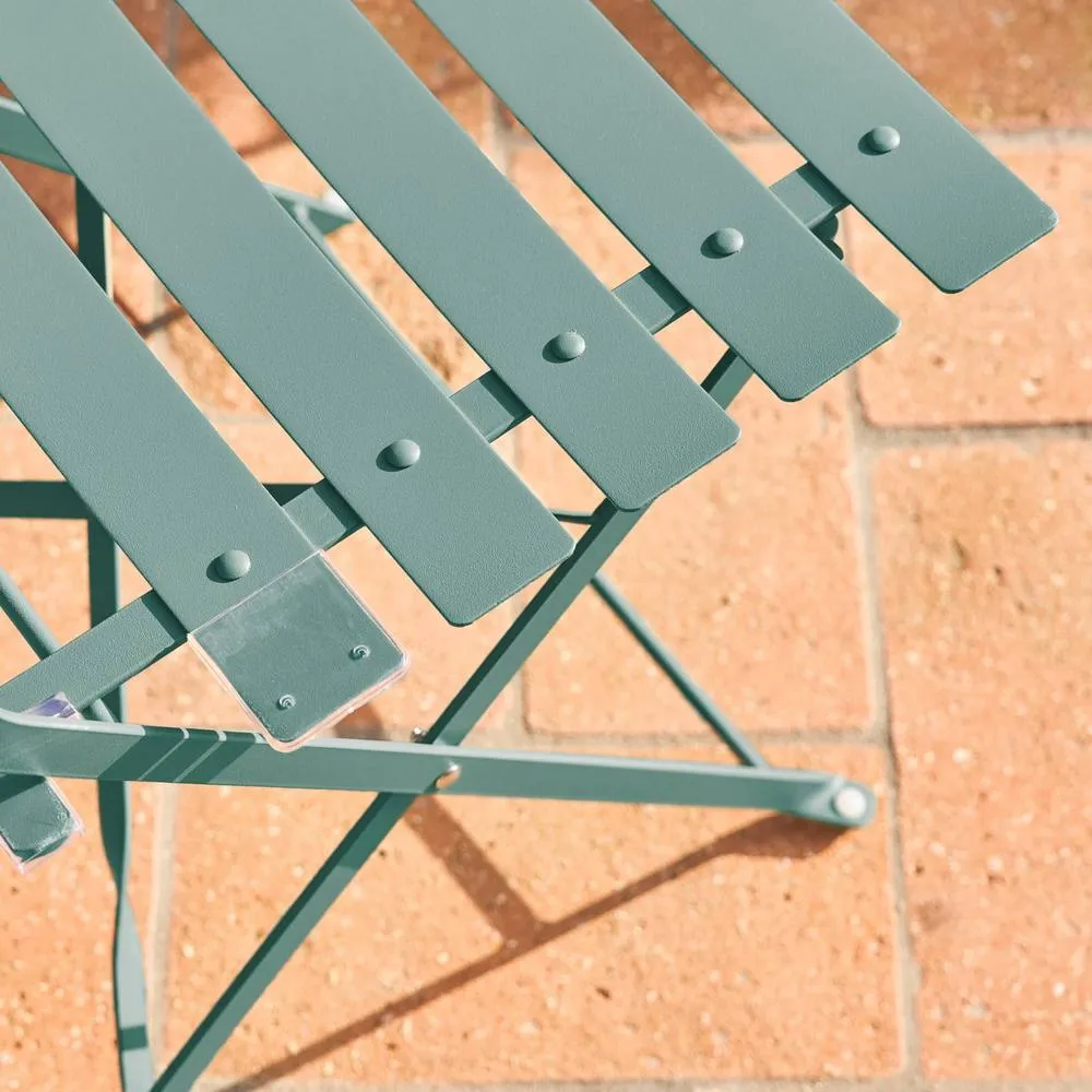 sweeek Round folding metal bistro garden table with 2 chairs in Teal 4