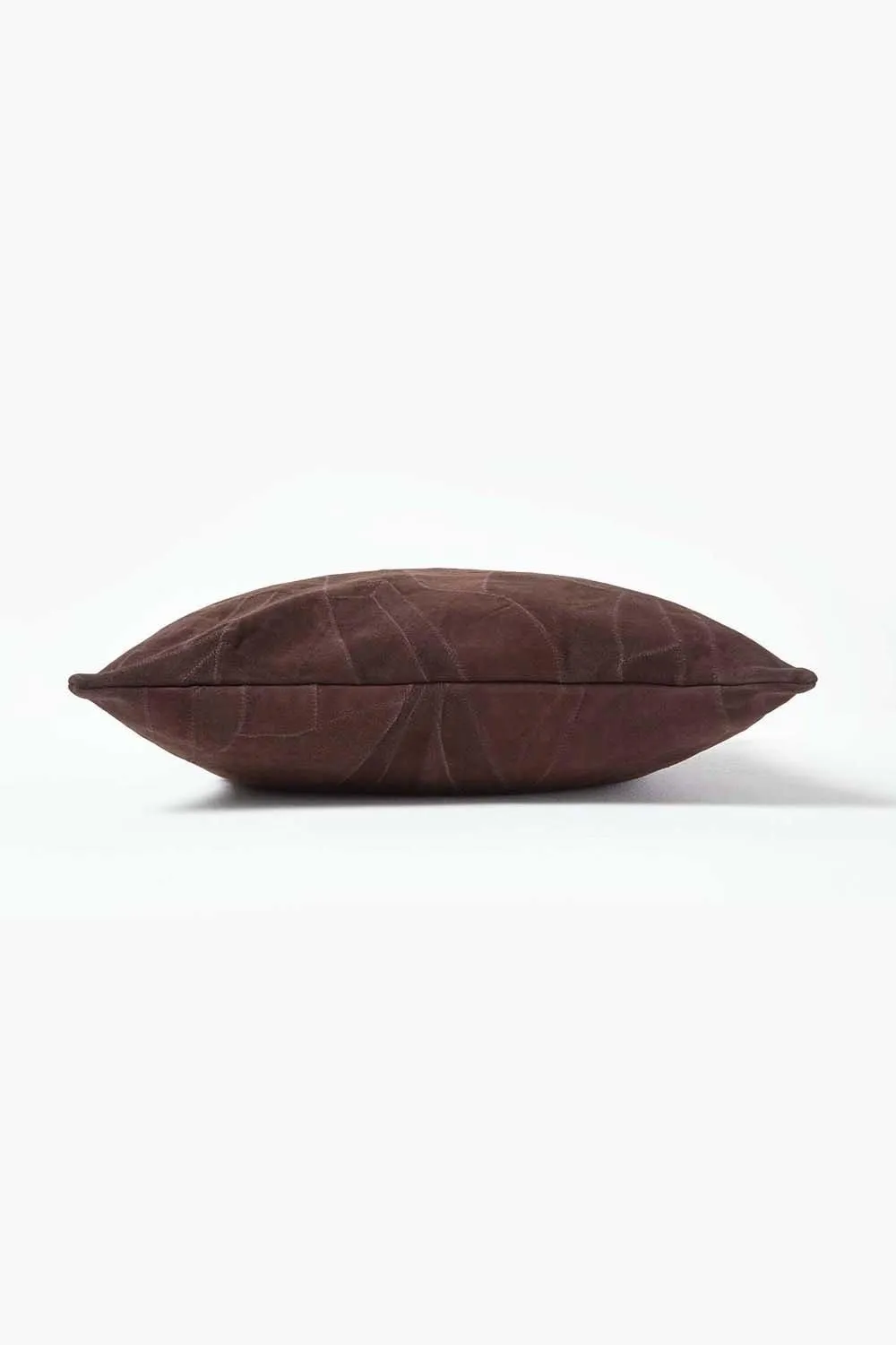 Homescapes Real Leather Suede Cushion with Feather Filling in Chocolate 2