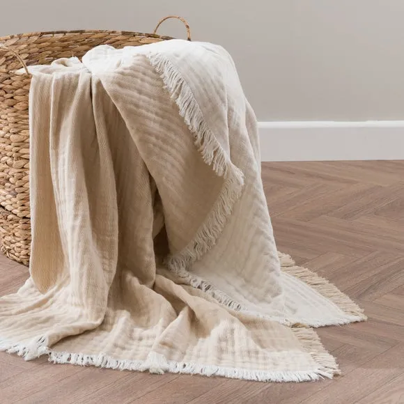 Reversible Muslin Cotton Throw Blanket 1