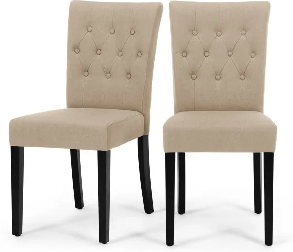 Set of 2 Flynn Dining Chairs, Biscuit Beige and Black