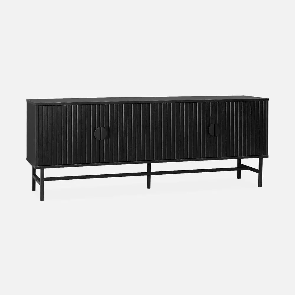 sweeek 157.5cm Tv Unit Wooden Effect 4 Doors in Black 2