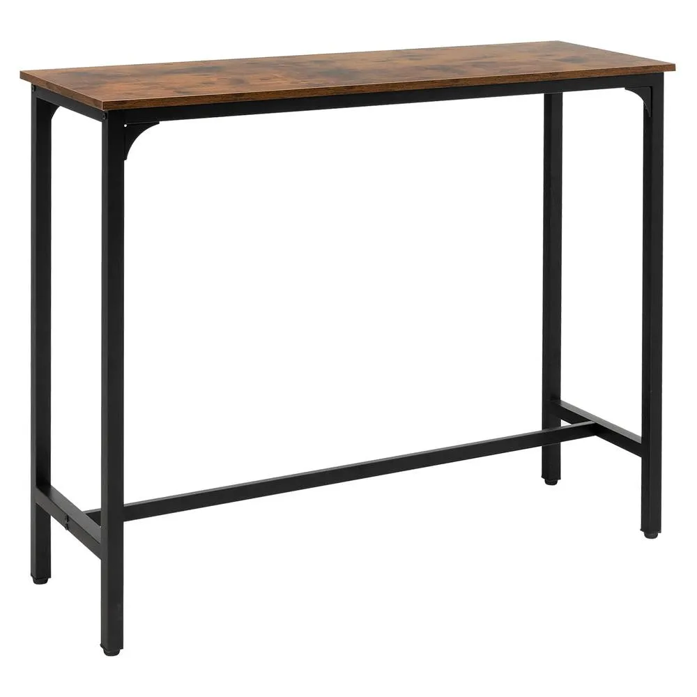 Costway 120 CM Bar Table with Footrest Counter Height Table with Steel Frame in Brown 4