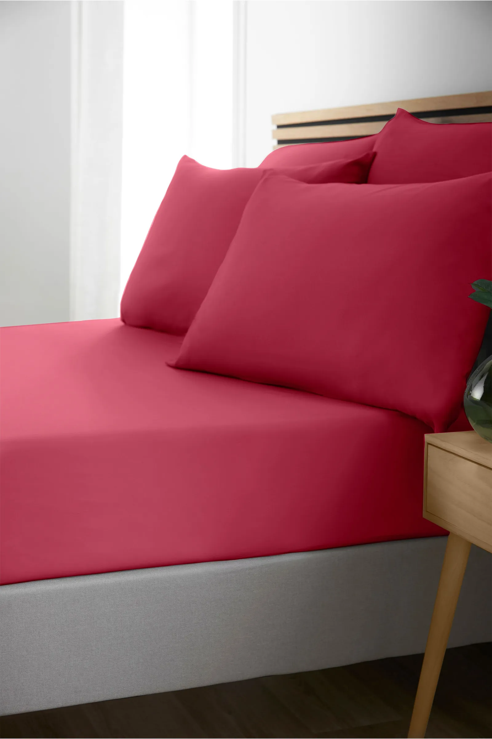 Catherine Lansfield So Soft Non Iron Fitted Sheet in Bright Pink 1