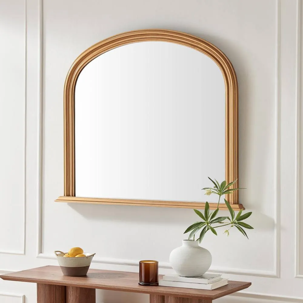 FurnitureboxUK Cecily Gold Wood Large 110x90 Overmantle Arch Mirror