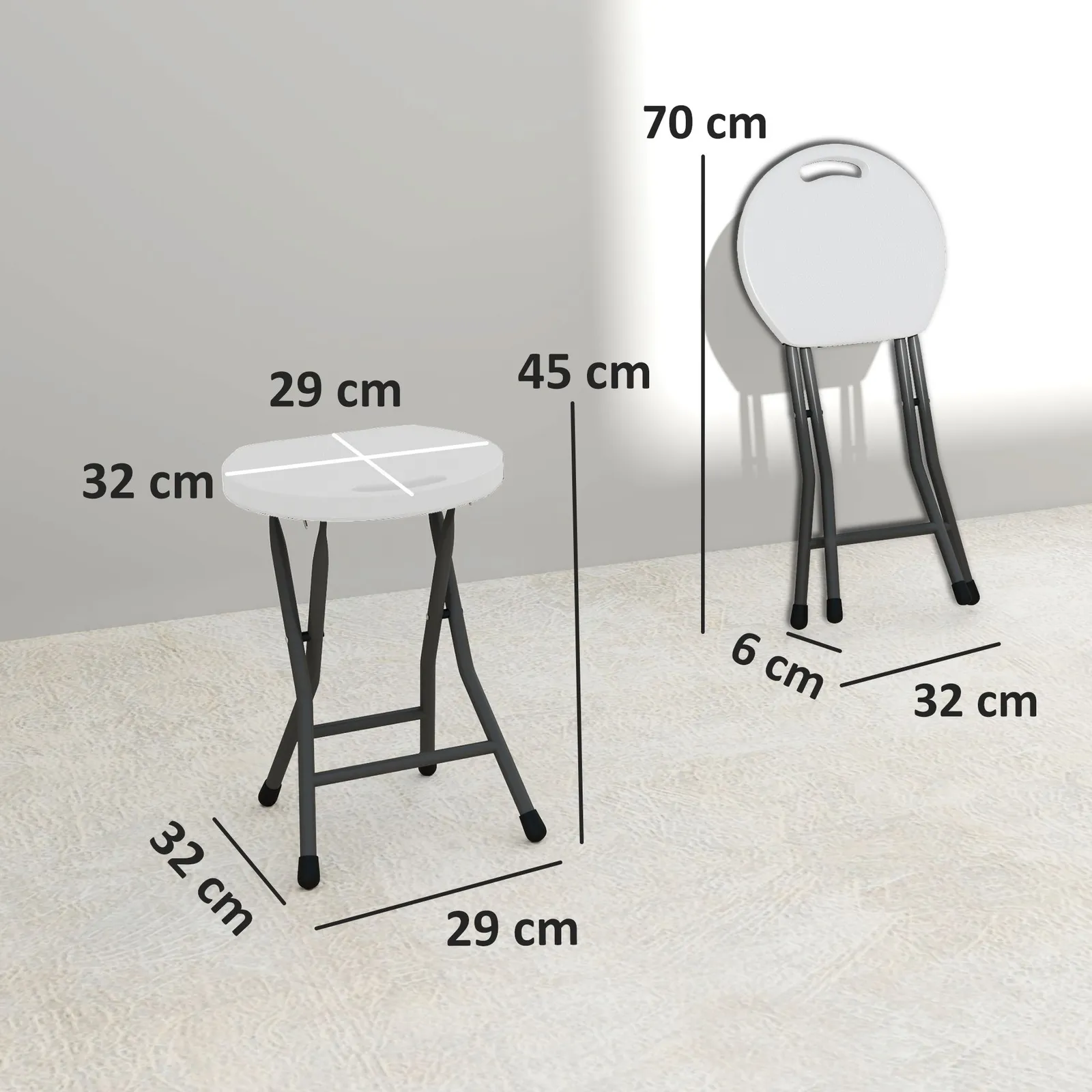 OUTSUNNY Folding Stool Set of 4, Decorative Garden Stool Set, White 3
