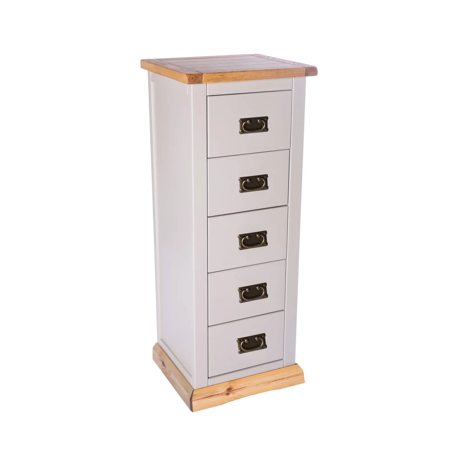 Cabinet Bits Bomporto 5 Drawer Narrow Chest of Drawers Bras Drop Handle in Light Grey 3