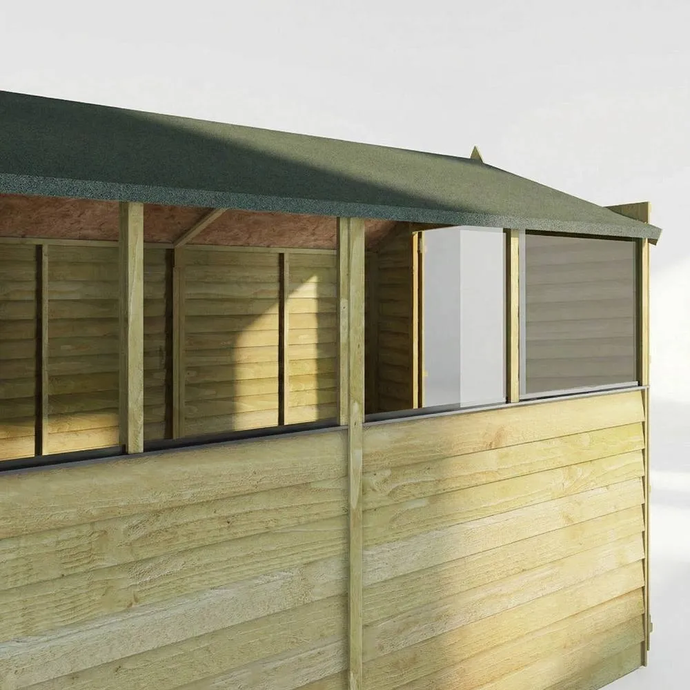 Mercia 8 x 6 Feet Double Door Overlap Apex Shed - L240.4 x W190.5 x H198.6 cm in Light Tan 6