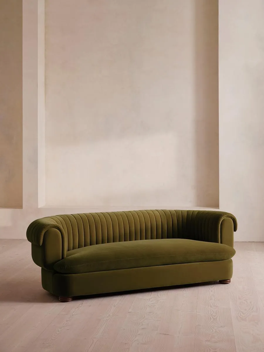 Rava Three Seater Sofa, Velvet, Olive