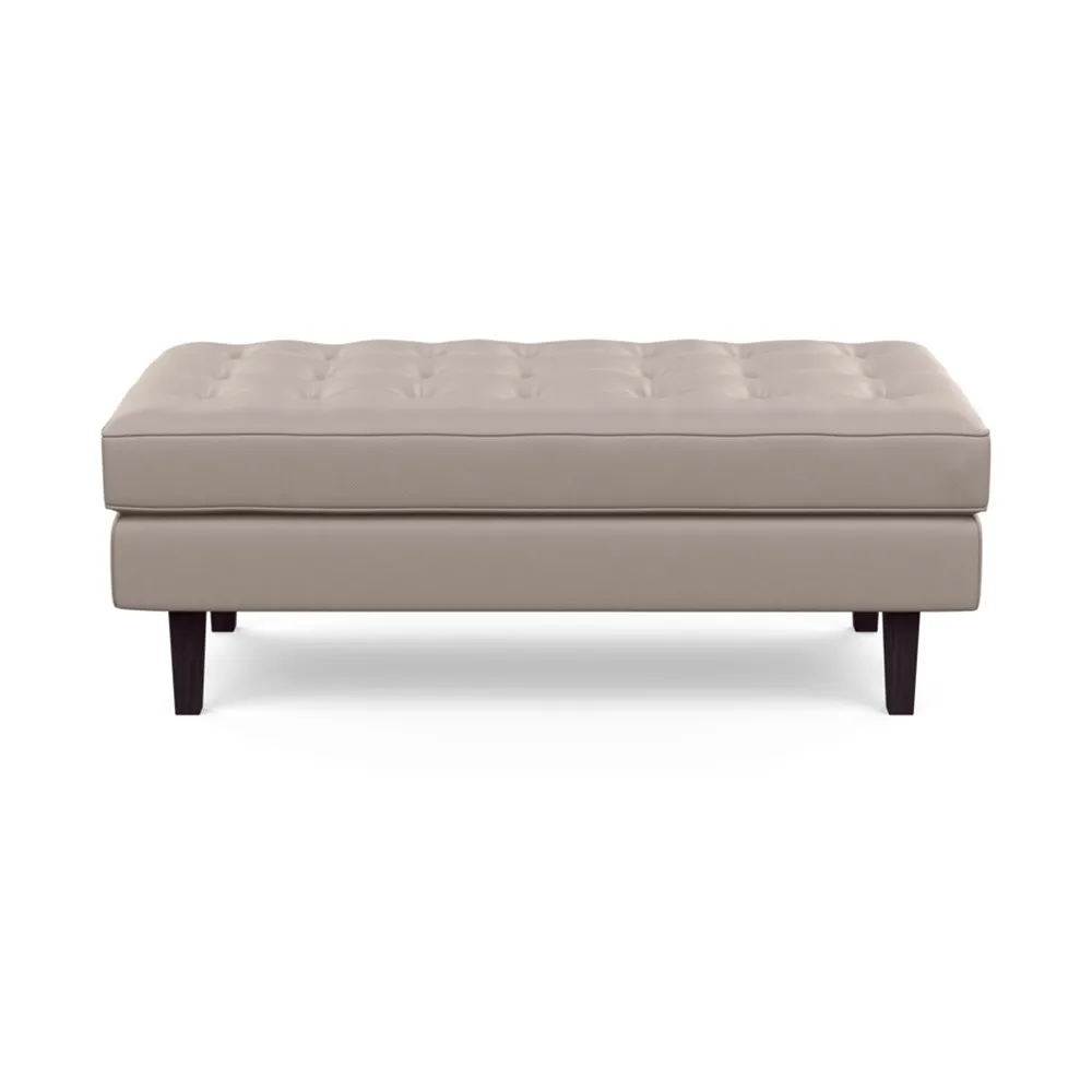 Heal's Hepburn Ottoman Leather Grain Light Grey 060 Wenge Feet