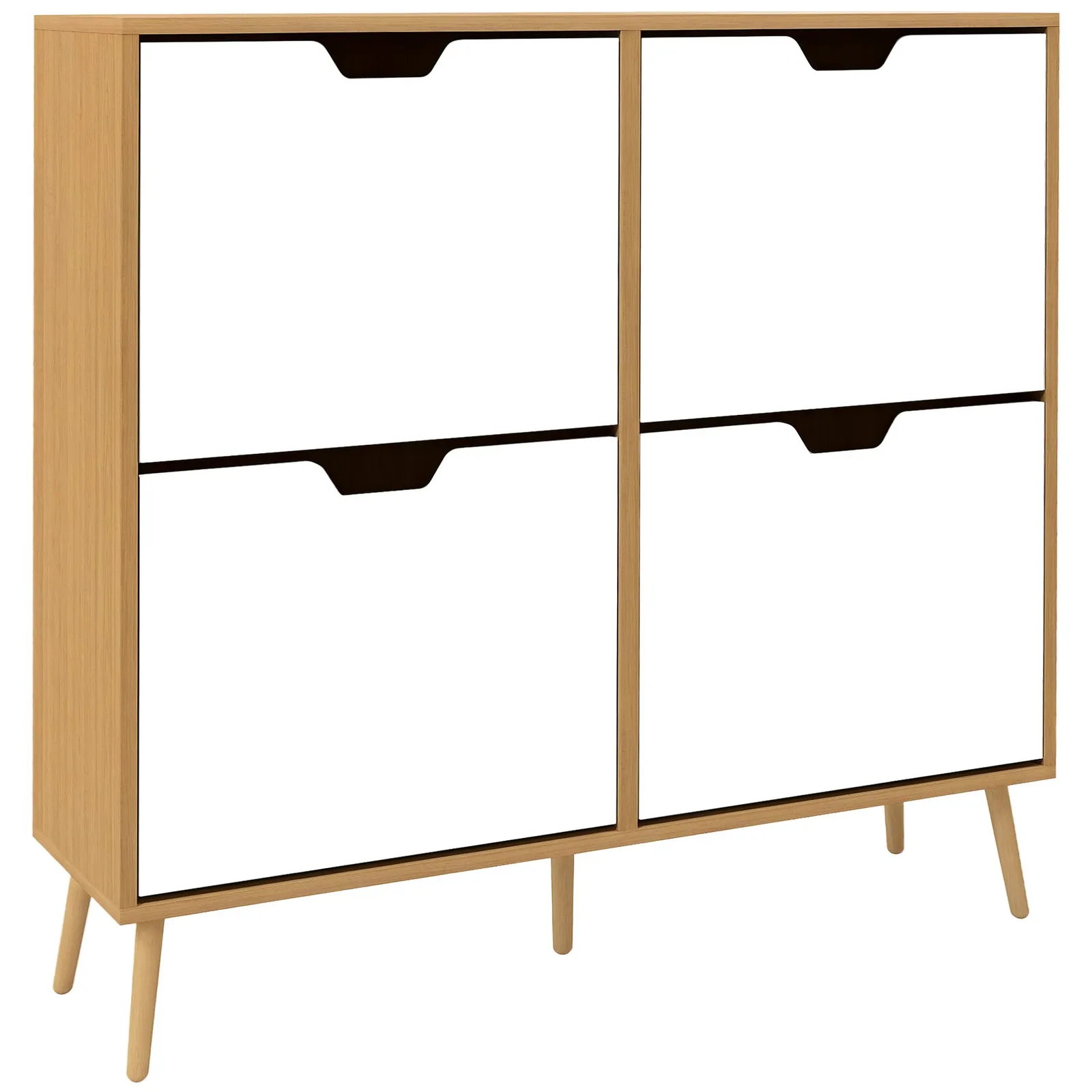 HOMCOM Shoe Storage Cabinet with 4 Flip Drawers for 16 Pairs of Shoes in Natural 2