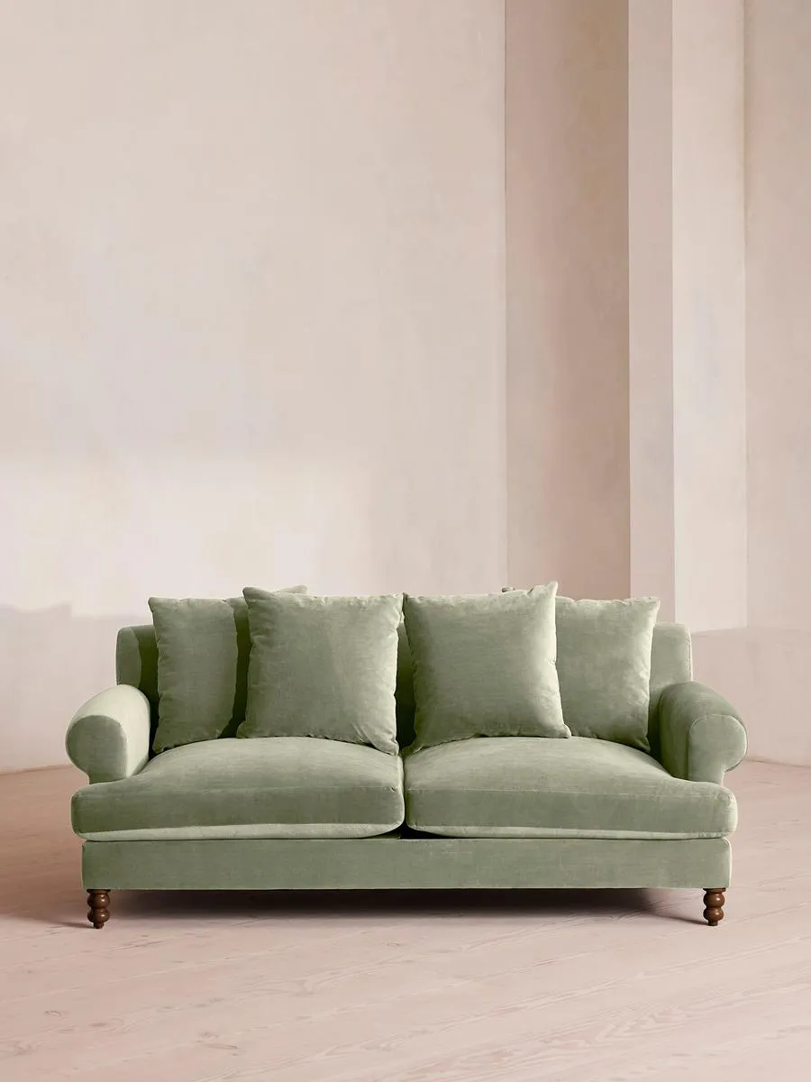 Audrey Two Seater Sofa, Velvet, Seafoam