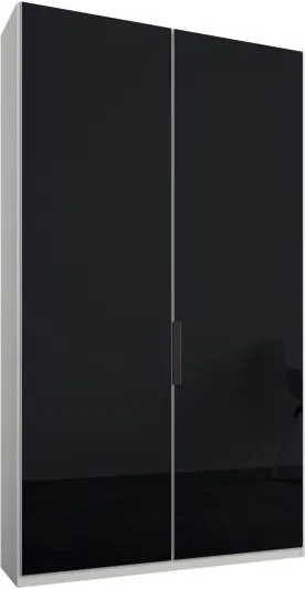 Caren 2 door 100cm Hinged Wardrobe, White Frame, Basalt Grey Glass Doors