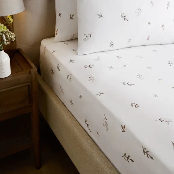 Elise Floral 100% Brushed Cotton Fitted Sheet