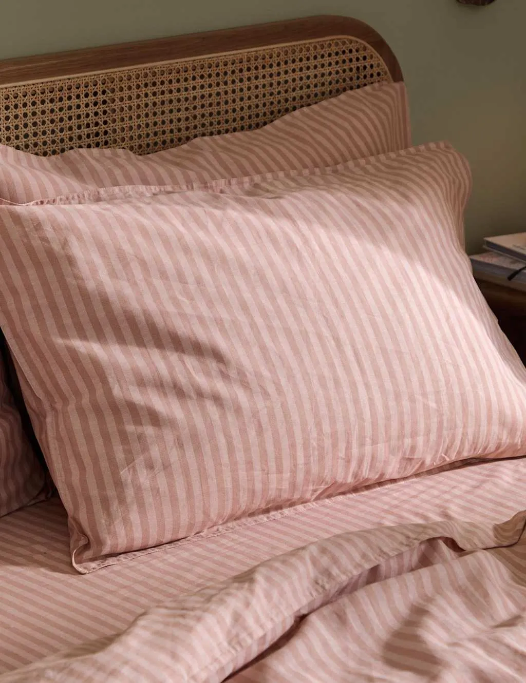 YARD Set of 2 Pure Cotton Marlow Striped Pillowcases Light Pink Mix
