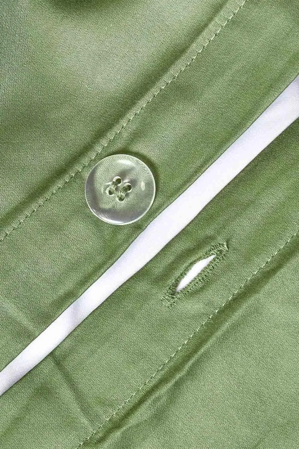 Homescapes Sateen Cotton Duvet Cover Set 400 TC in Green 3